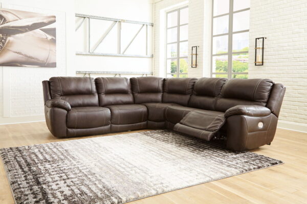 Dunleith - Chocolate - 5-Piece Power Reclining Sectional - Image 3