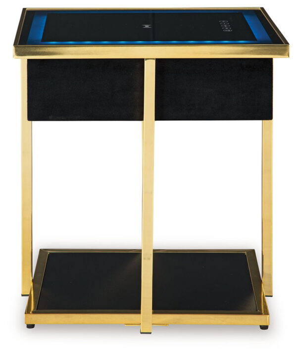 Rexwell - Black / Gold Finish - Accent Table With Speaker - Image 4