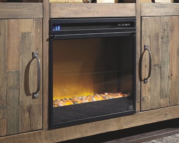 Wynnlow - Gray - 63" TV Stand With Glass/Stone Fireplace Insert - Image 2