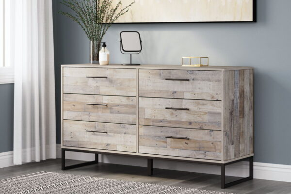 Neilsville - Whitewash - Six Drawer Dresser - Vinyl-Wrapped - Image 3