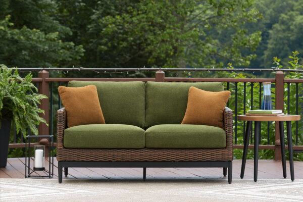 Horizon Hall - Brown / Green - Loveseat With Cushion - Image 2