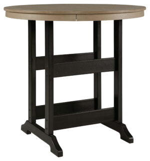 Fairen Trail - Round Bar Table w/Umb OPT - Black / Driftwood