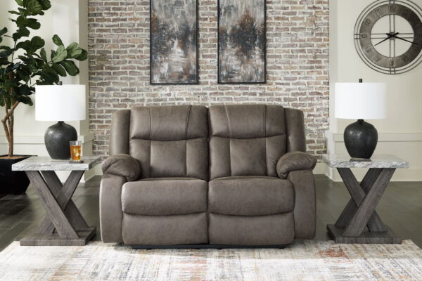 First Base - Gunmetal - Reclining Loveseat - Image 4