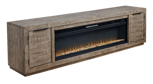 Krystanza - Weathered Gray - TV Stand with Wide Fireplace Insert - Image 4