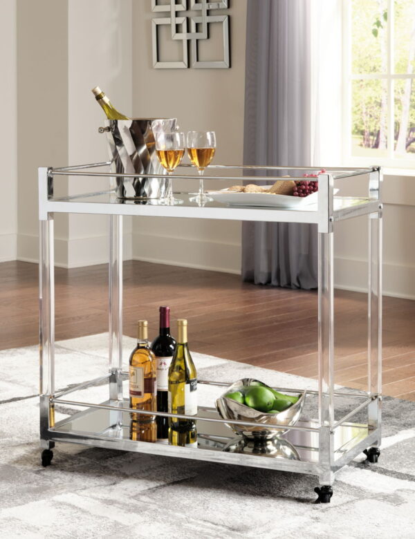Chaseton - Clear / Silver Finish - Bar Cart - Image 4