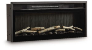 Entertainment Accessories - Fireplace Insert With Faux Birch Log Set - Black