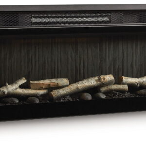 Entertainment Accessories - Black - Fireplace Insert With Faux Birch Log Set