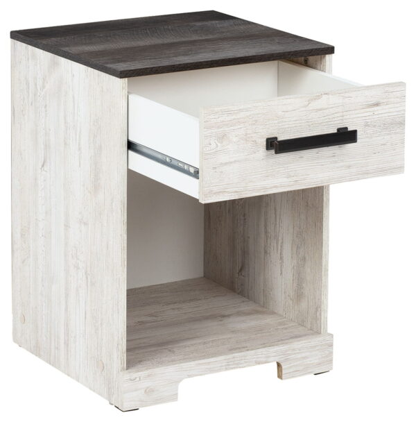 Shawburn - White / Black / Gray - One Drawer Night Stand - Open Cubby - Image 4