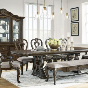 Maylee - Dark Brown - 11 Pc. - Dining Extension Table, 4 Side Chairs, 2 Arm Chairs, Storage Bench, Buffet And Hutch