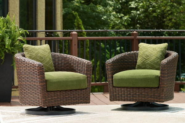 Horizon Hall - Brown / Green - Swivel Lounge With Cushion - Image 2