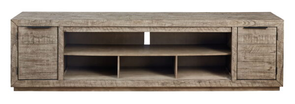 Krystanza - Weathered Gray - XL TV Stand w/Fireplace Option - Image 3