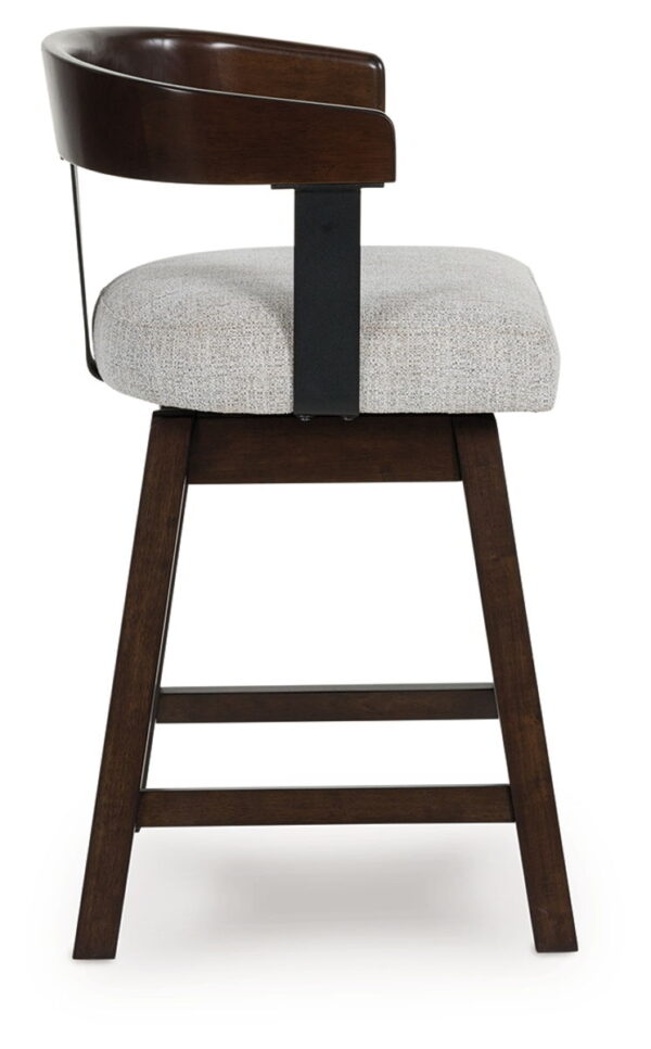 Haddigan - Dark Brown - Upholstered Swivel Barstool (Set of 2) - Image 2