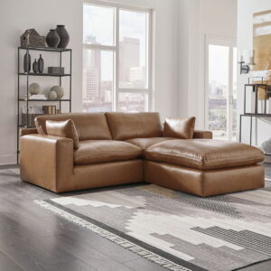Emilia - Caramel - 3 Pc. - 2-Piece Sectional Loveseat, Ottoman