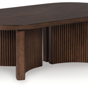 Korestone - Dark Brown - Oval Cocktail Table