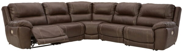 Dunleith - Chocolate - 5-Piece Power Reclining Sectional - Image 2