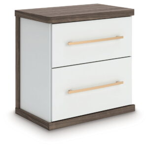 Kendanport - Brown / White - Two Drawer Night Stand
