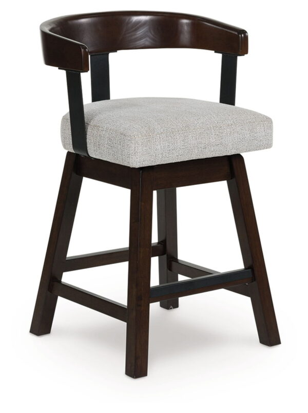 Haddigan - Dark Brown - Upholstered Swivel Barstool (Set of 2) - Image 3
