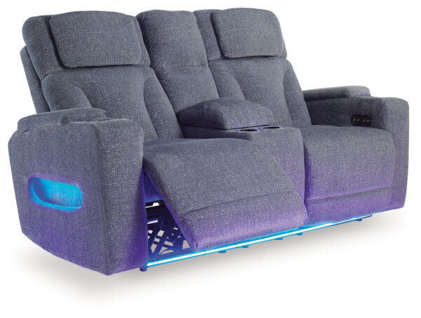 Studio Cave - Steel - Power Reclining Loveseat with Console - Image 3