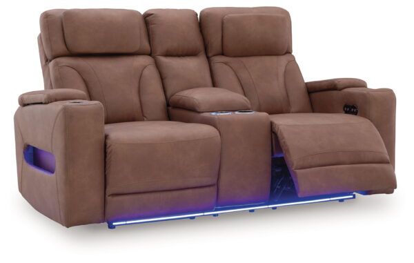 Clean-Slate - Caramel - Power Reclining Loveseat With Console / Adj Headrest - Image 4