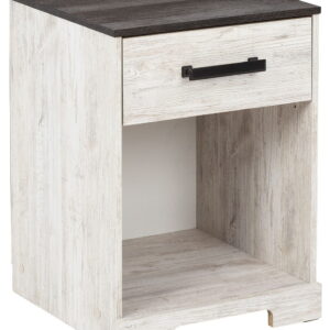 Shawburn - White / Black / Gray - One Drawer Night Stand - Open Cubby