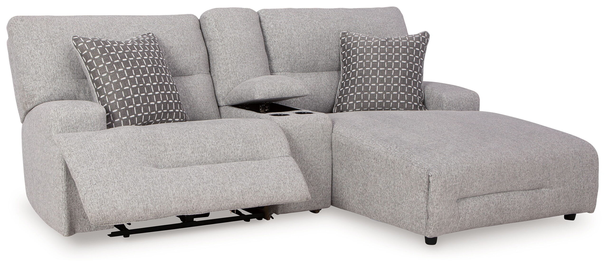 Acklen Place - 4 Pc. - 3-Piece Power Reclining Sectional Sofa With Raf Chaise, Wide Seat Power Recliner - Pewter - Image 3