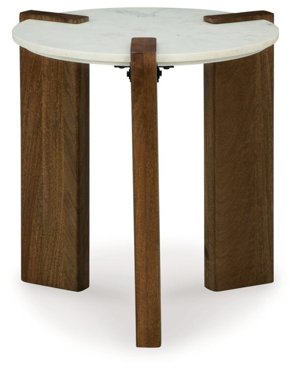 Isanti - White / Brown - Round End Table - Image 2