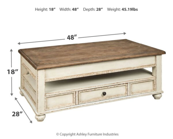 Realyn - White / Brown - Lift Top Cocktail Table - Image 3