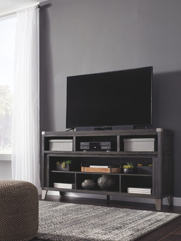 Todoe - Gray - 2 Pc. - 65" TV Stand with Wide Fireplace Insert - Image 2