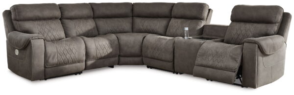 Hoopster - Gunmetal - Zero Wall Power Recliner with Console 6 Pc Sectional - Image 2