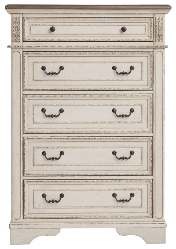 Realyn - White / Brown / Beige - Five Drawer Chest - Image 4