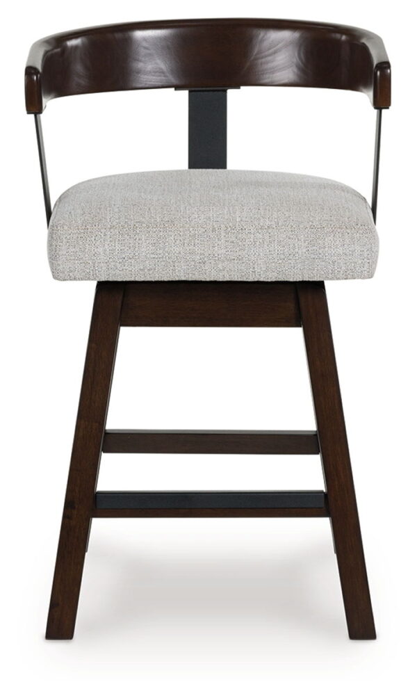 Haddigan - Dark Brown - Upholstered Swivel Barstool (Set of 2) - Image 4