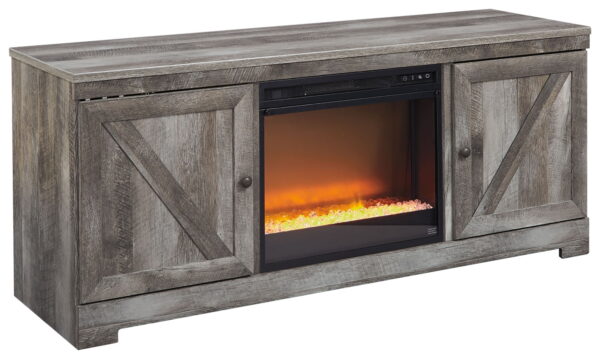 Wynnlow - Gray - Entertainment Center - TV Stand With Glass/Stone Fireplace Insert - Image 4