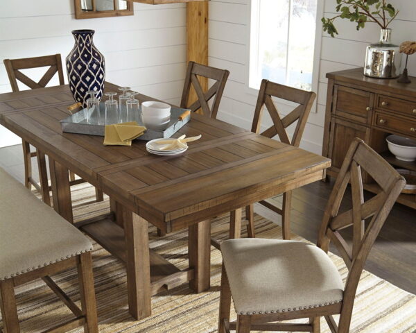 Moriville - Grayish Brown - Rectangular Dining Room Counter Extension Table - Image 3