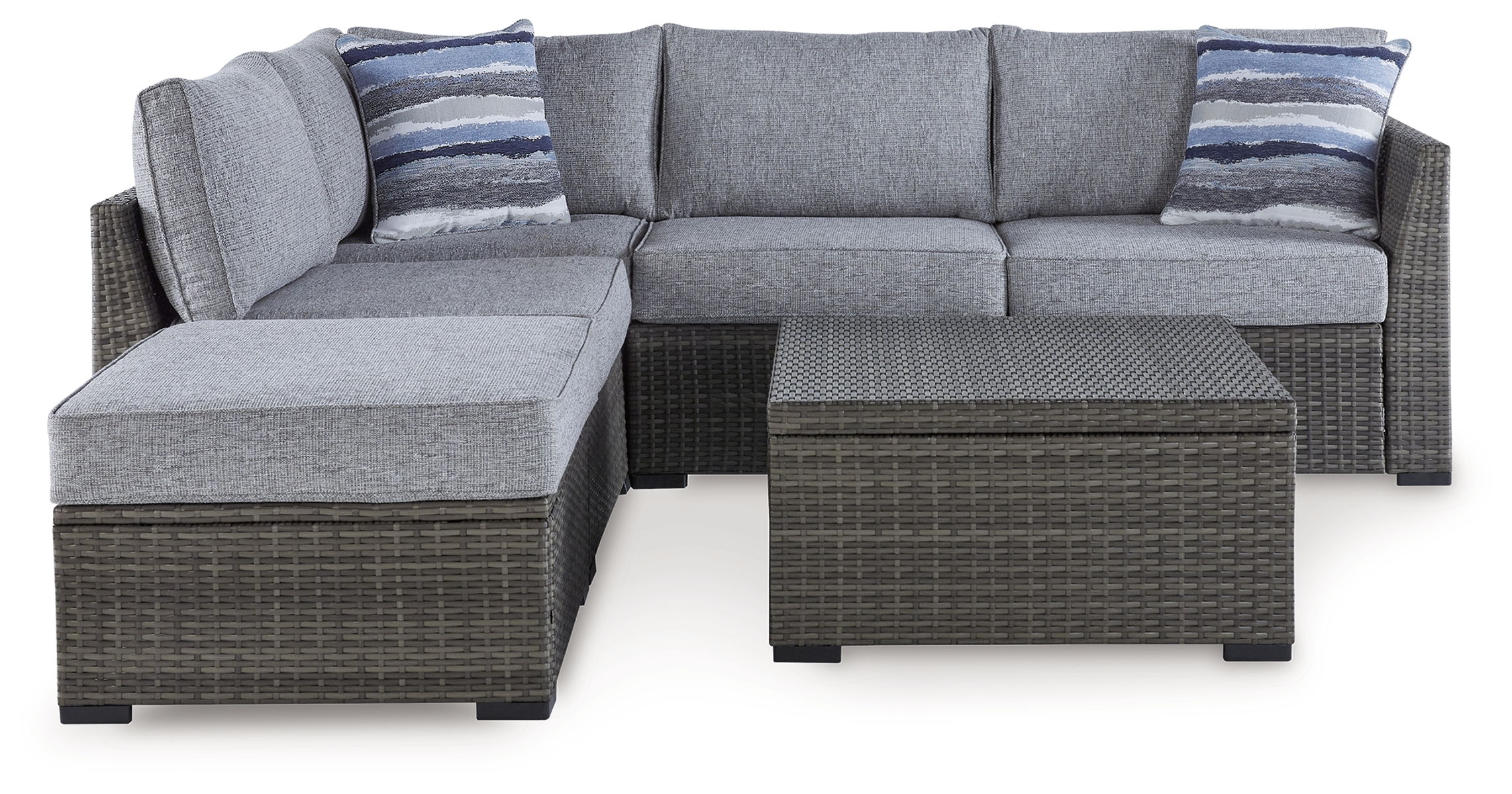 Petal Road - Loveseat Sectional, Ottoman, Table Set (Set of 4) - Gray - Image 2