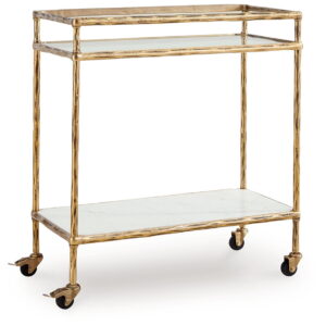 Plattfield - Antique Gold Finish - Bar Cart