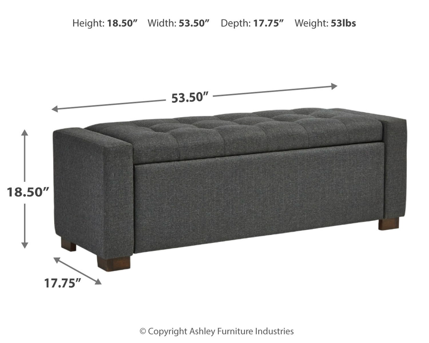 Cortwell - Storage Bench - Gray - Image 3