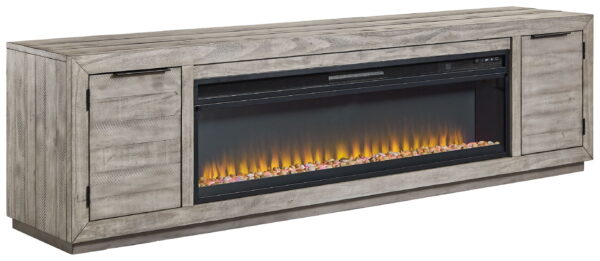 Naydell - Gray - 92" TV Stand with Wide Fireplace Insert - Image 2