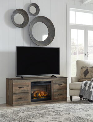 Trinell - TV Stand With Electric Fireplace - Brown