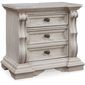 Bruchandi - Antique White - Three Drawer Night Stand