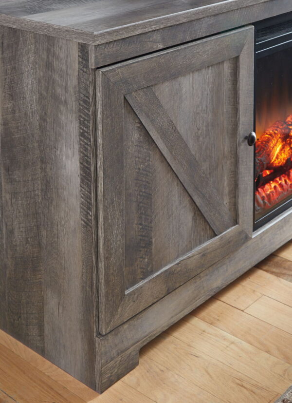 Wynnlow - Gray - 63" TV Stand With Glass/Stone Fireplace Insert - Image 4