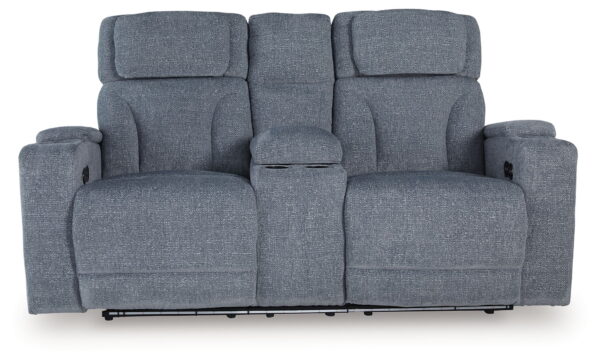 Studio Cave - Steel - Power Reclining Loveseat with Console - Image 4