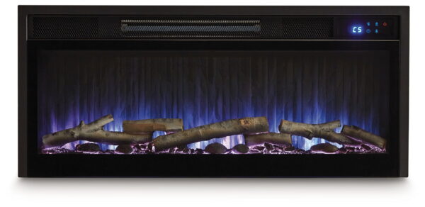 Entertainment Accessories - Black - Fireplace Insert With Faux Birch Log Set - Image 4
