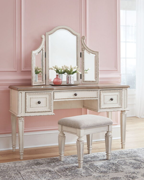 Realyn - White / Brown / Beige - Vanity/Mirror/Stool (Set of 3) - Image 4