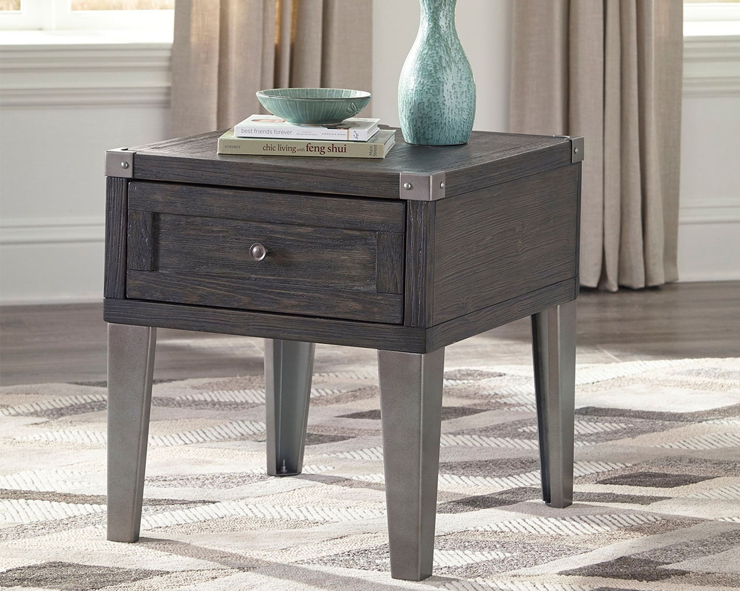 Todoe - Rectangular End Table - Dark Gray - Image 2