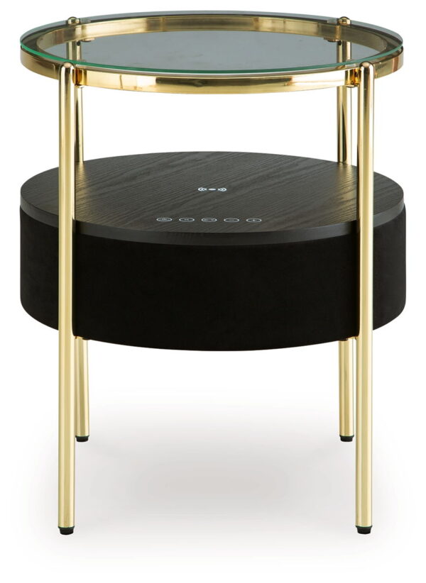 Nedman - Black / Gold Finish - Accent Table With Speaker - Image 2