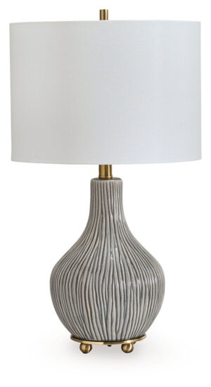 Judlen - Ceramic Table Lamp - Gray / Gold Finish