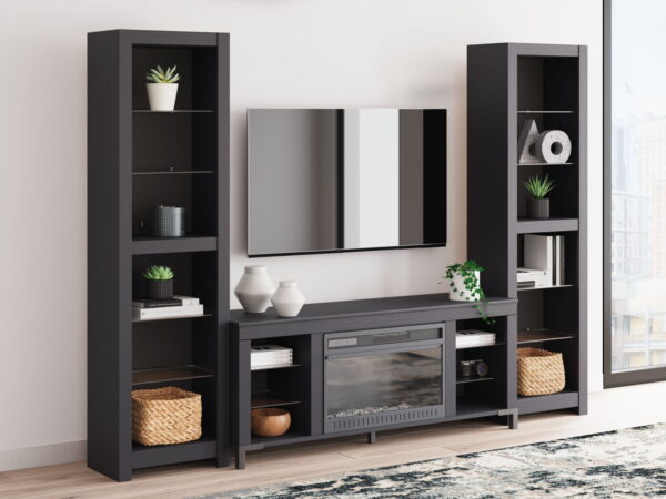 Cayberry - Black - 3-Piece Entertainment Center With Electric Fireplace - Image 2