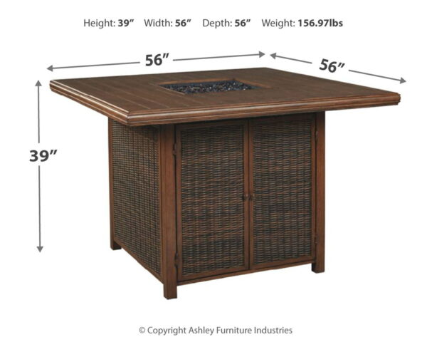 Paradise Trail - Medium Brown - Square Bar Table w/Fire Pit - Image 4