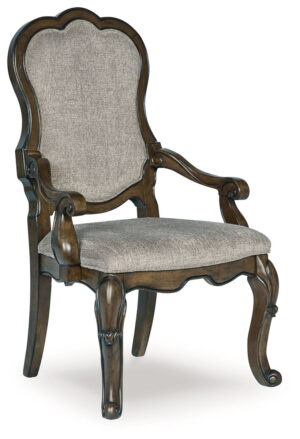 Maylee - Dining Upholstered Arm Chair (Set of 2) - Dark Brown