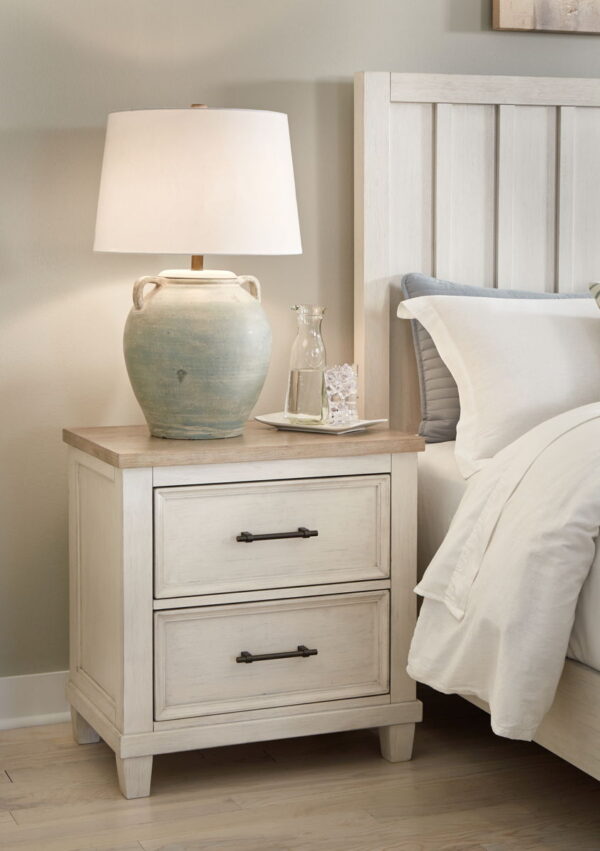 Shaybrock - Antique White / Brown - Two Drawer Night Stand - Image 4